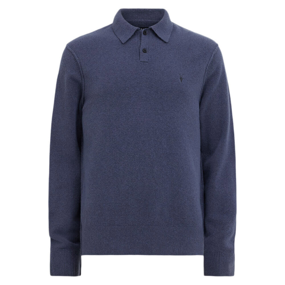 AllSaints Statten Long Sleeve Ramskull Polo Jumper